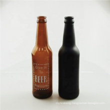 Different Styles of Empty Matte Black Glass Beer Bottle